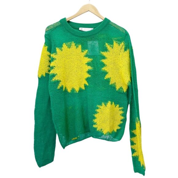 NWT Savage X Fenty Knittin Pretty Loose Knit Sweater Size XS Green Yellow NEW - Picture 10 of 15